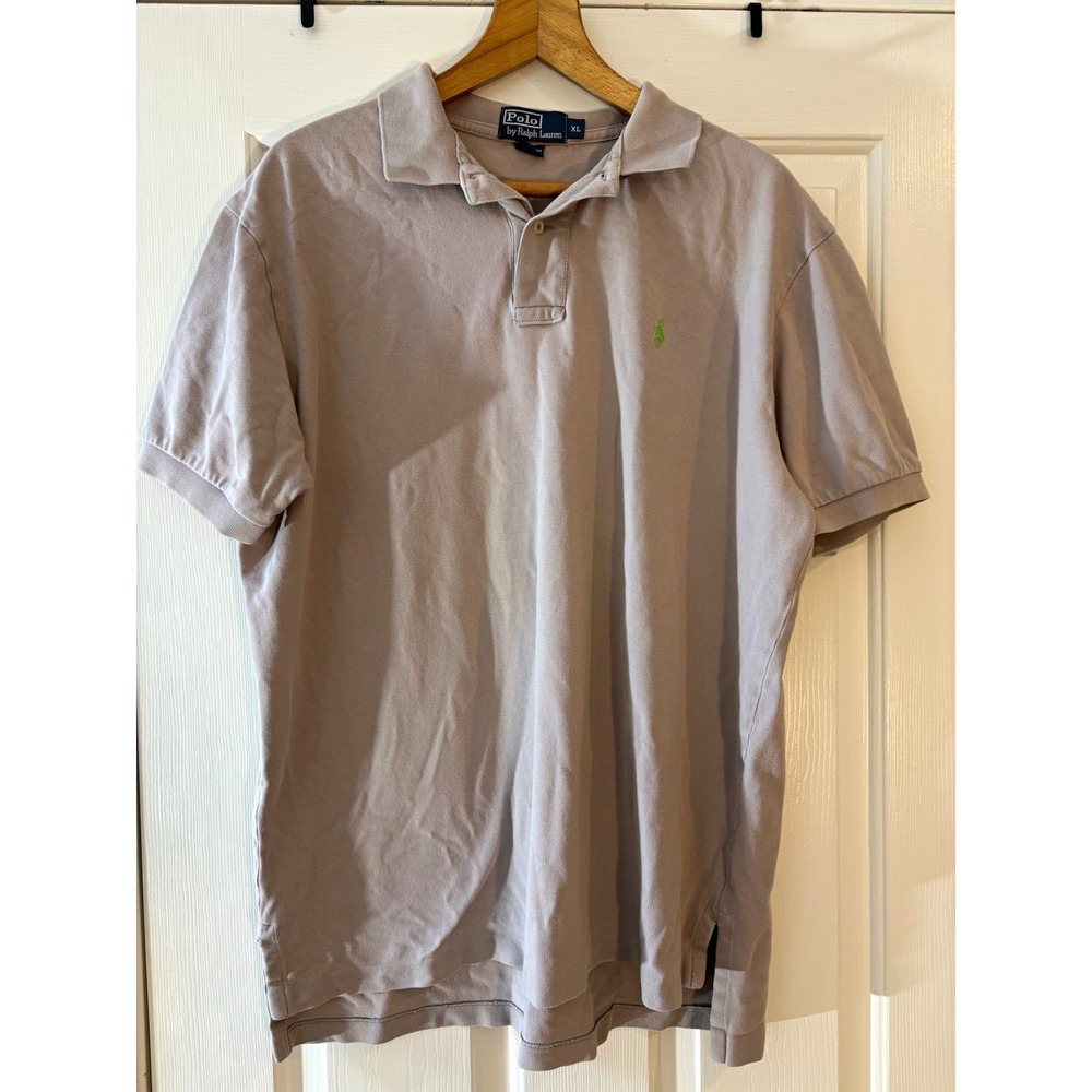 Polo Ralph Lauren Polo Men's XL Beige Solid Cotton Short Sleeve Embroidered Logo